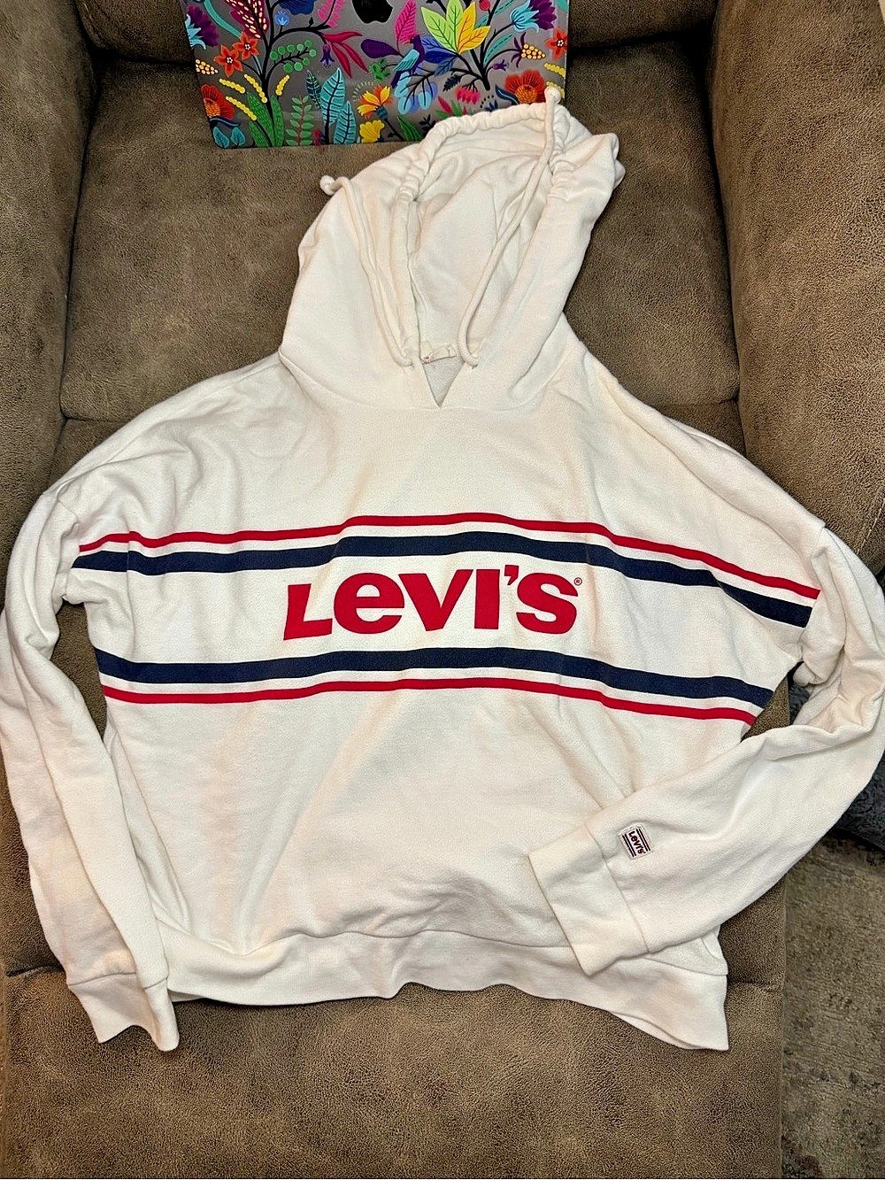 Levi's Logo Color Block Hoodie in White